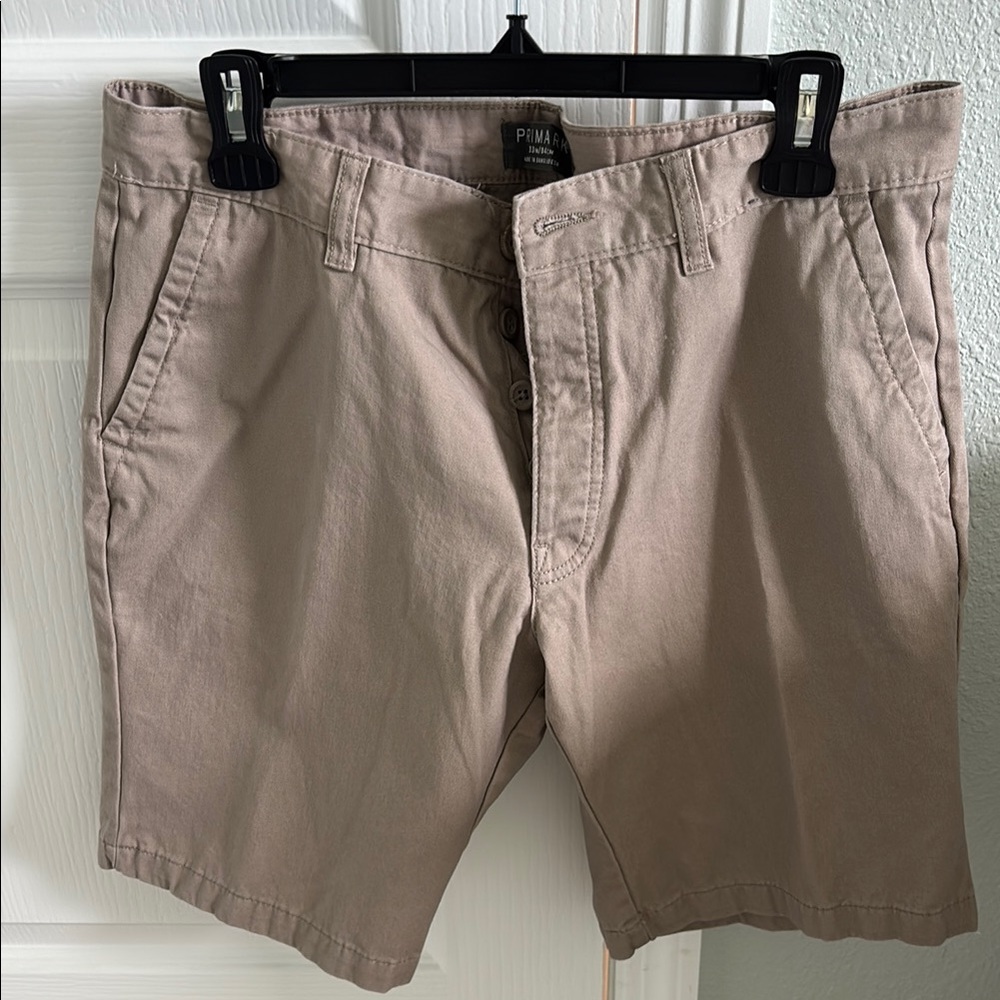 Primark Men's Beige Flat Front Shorts